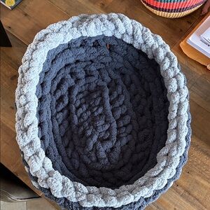 Elegant Two-Tone Knitted Basket
